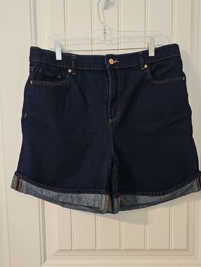 NWOT Loft Dark Indigo Denim Shorts - Women's Casual Rolled Hem
